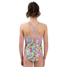 Dolfin Girls' Uglies Buttercup Criss-Cross Back One Piece Swimsuit  Girls One Piece  Dolfin