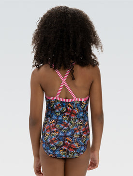 Dolfin Uglies Girls' Flutter By Criss-Cross Back One Piece Swimsuit  Girls One Piece  Dolfin