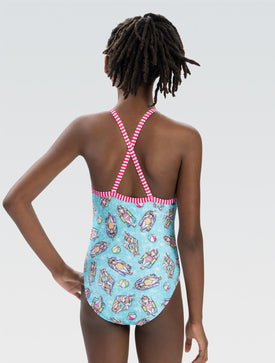Dolfin Uglies Girls' Splish Splash Criss-Cross Back One Piece Swimsuit