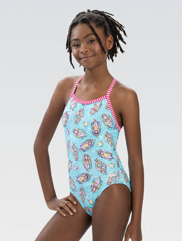 Dolfin Uglies Girls' Splish Splash Criss-Cross Back One Piece Swimsuit  Girls One Piece  Dolfin