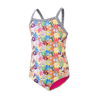 Dolfin Little Girls' Alphabet Soup One Piece Swimsuit  Girls One Piece  Dolfin