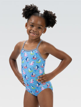 Dolfin Little Girls' Fin Floats One Piece Swimsuit  Girls One Piece  Dolfin