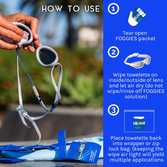 FOGGIES Anti-Fog Cleansing Wipes Swim Goggles 6 pack