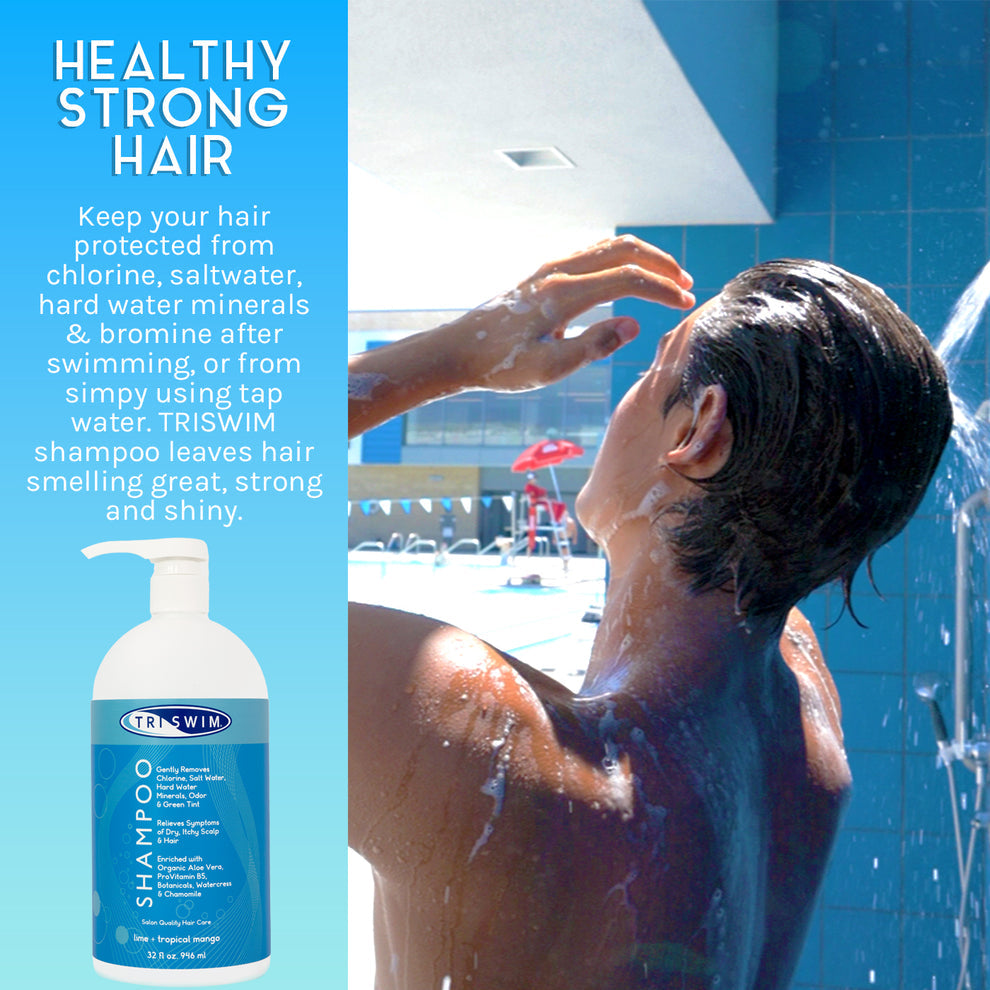 TRISWIM Chlorine Removal Shampoo 32 oz – Removes Chlorine & Minerals, Restores Softness and Shine  Swimmers' Shampoos and Conditioners  SBR Sports