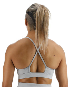 Tyr Base Kinetic Women's High Neck Big Logo Sports Bra - Heather  Activewear  Tyr