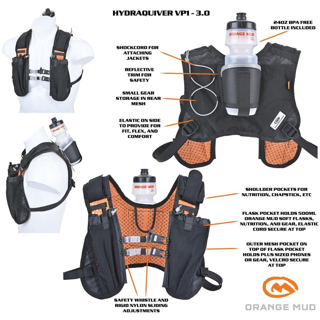 Orange Mud HydraQuiver Vest Pack 1 V3.0: No-Bounce Hydration & Storage  Hydration Vest  Orange Mud