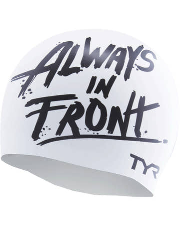 TYR Silicone Swim Cap - White Marker Graphic  Swim Caps  TYR