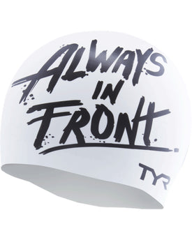 TYR Silicone Swim Cap - White Marker Graphic  Swim Caps  TYR