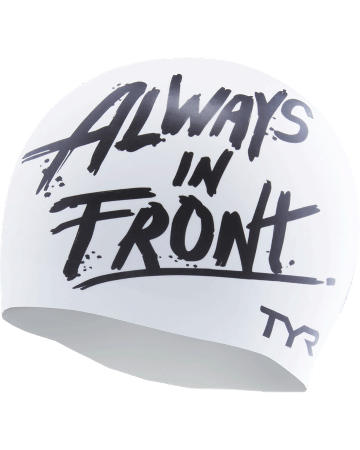 TYR Silicone Swim Cap - White Marker Graphic  Swim Caps  TYR