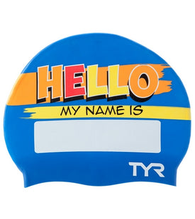 Tyr Junior Kid's Swim Cap HELLO MY NAME  Kids Swim Caps  Tyr