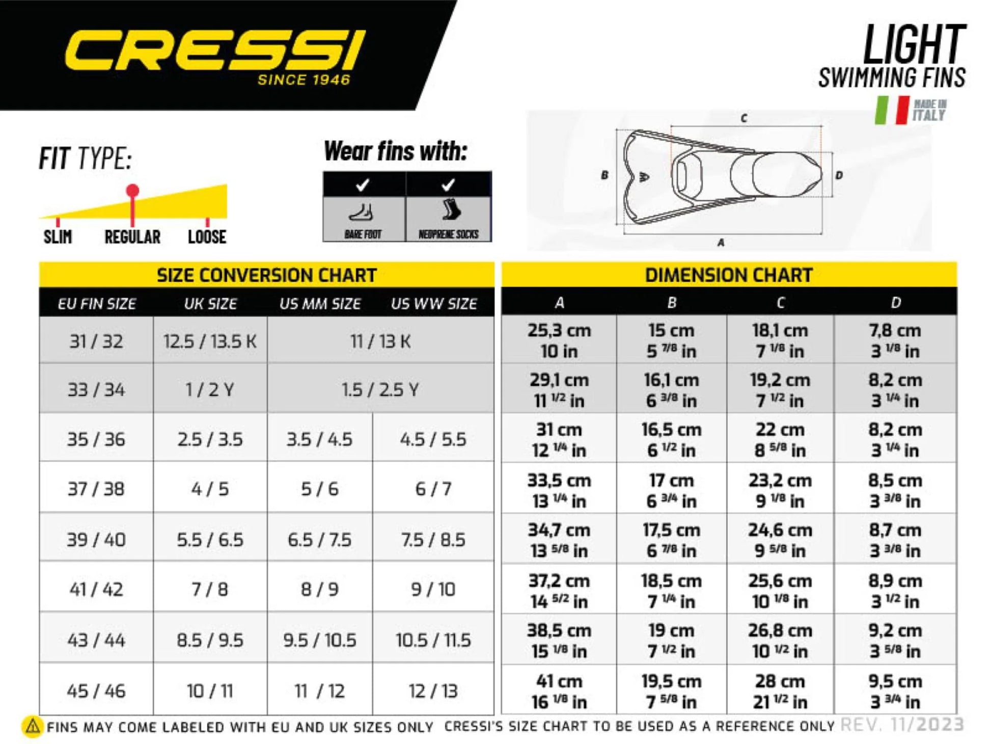 Cressi Light Kid Swim Fins  Training Swim Fins  Cressi