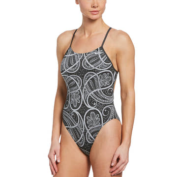 NIKE Bandana Lace Up Tieback One Piece Swimsuit  Competition Swimsuits  Nike