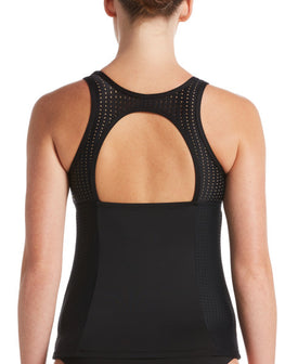 Nike Spectrum Keyhole Back Tankini Top  Women's Aquatic Fitness Swimsuits  Nike