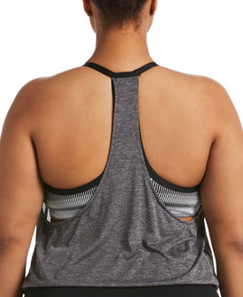 Nike Plus Size Texture Stripe Layered Tankini Top  Plus Size Tankini Top  Nike