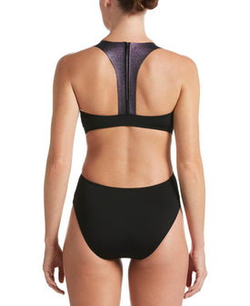 Nike Onyx Flash Bonded Cutout One Piece Swimsuit  Active Swimwear  Nike