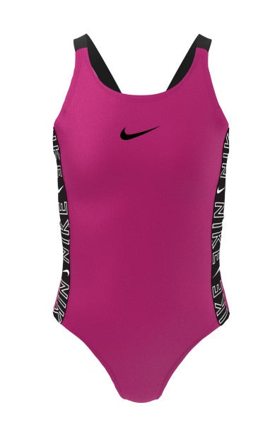 Nike Girls' Logo Tape Logo Tape Fastback One Piece Swimsuit  One Piece Swimsuits  Nike