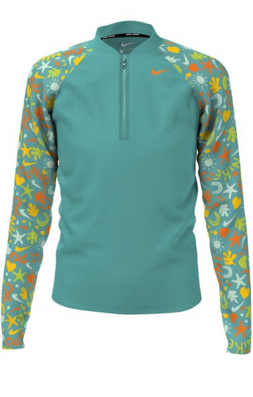Nike Girls' Fun Forest Fun Forest Long Sleeve Zip Hydroguard  Girls Rash Guard  Nike
