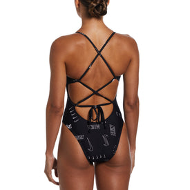 Nike Women's Hydrastrong Multi Print Lace Up Tie Back One Piece Swimsuit  One Piece Swimsuits  Nike
