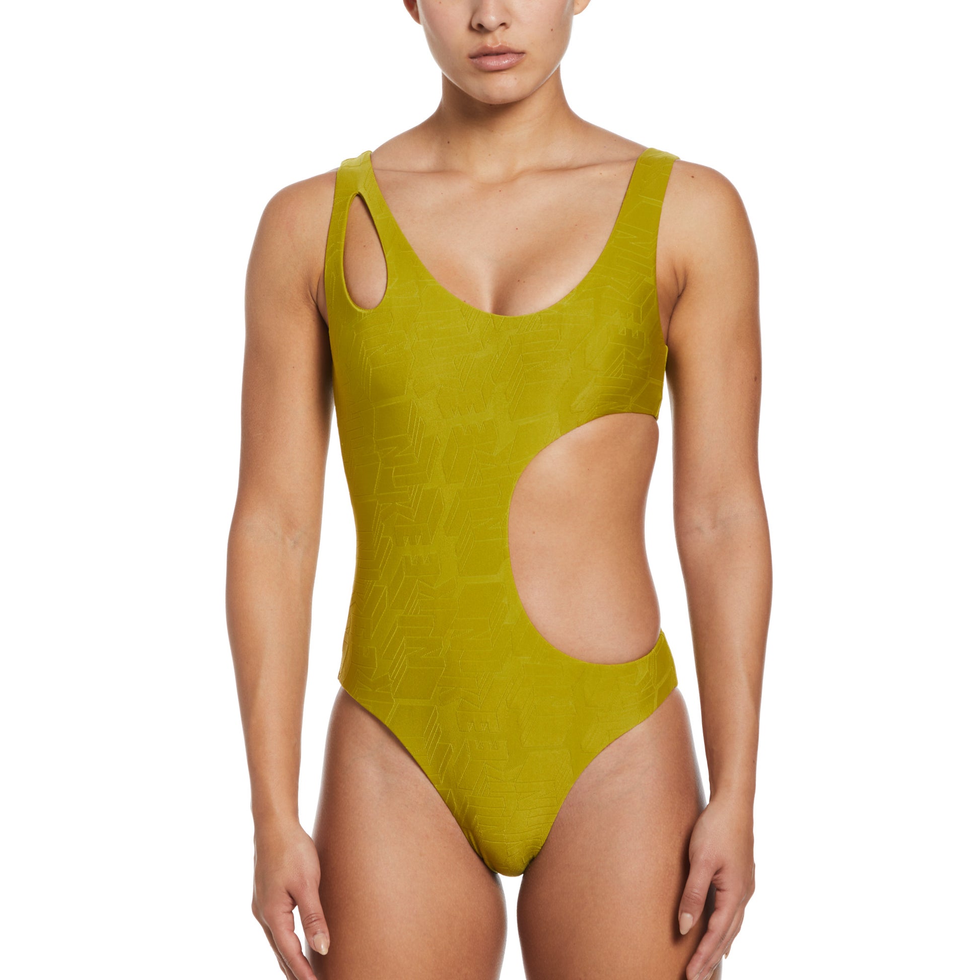 Nike Women Block Texture Cutout One Piece  Competition Swimsuits  Nike