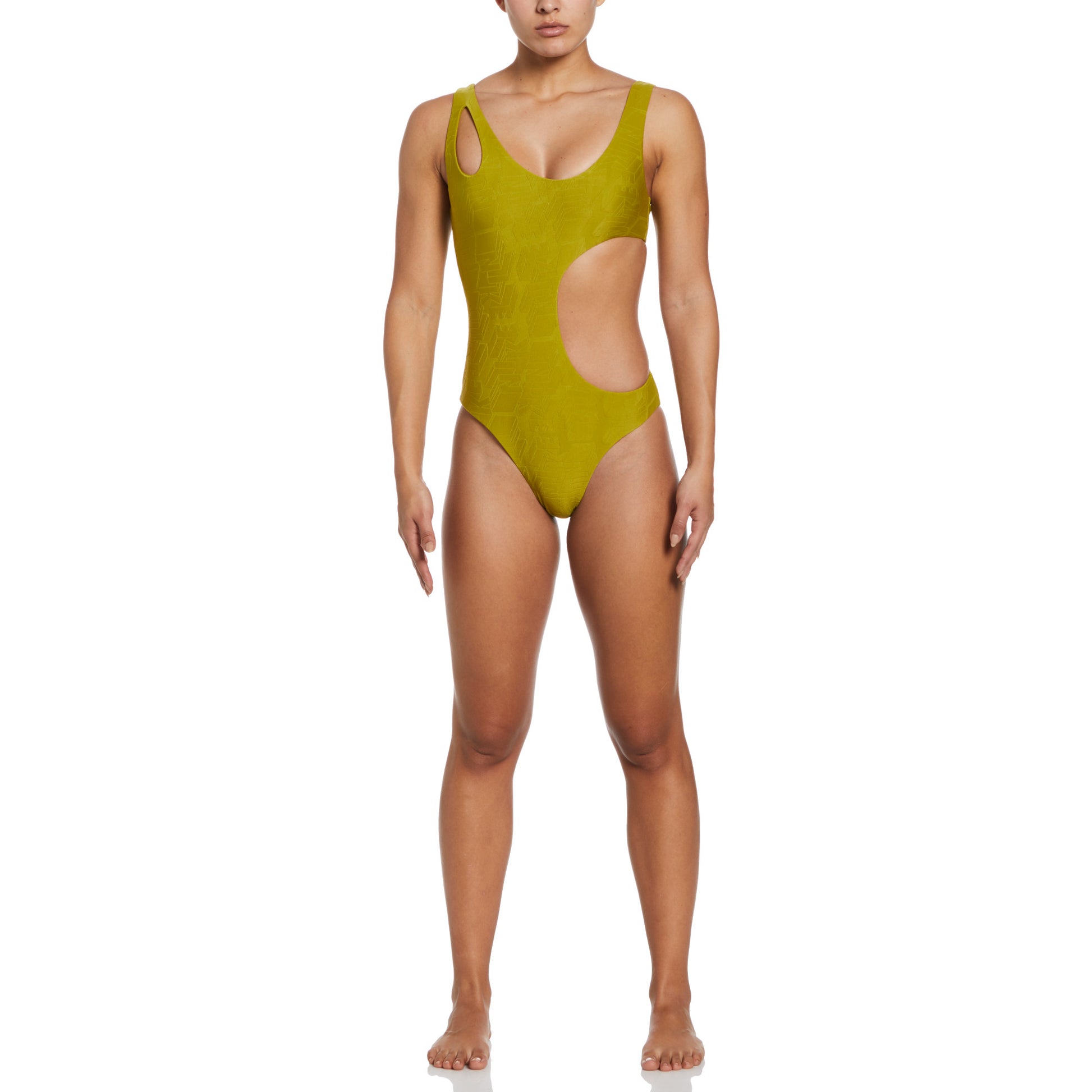 Nike Women Block Texture Cutout One Piece  Competition Swimsuits  Nike
