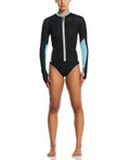 Nike Women's Fusion Wild Water Reversible Long Sleeve Zip Shirt  Long Sleeve Rash Guard  Nike