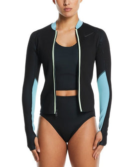 Nike Women's Fusion Wild Water Reversible Long Sleeve Zip Shirt  Long Sleeve Rash Guard  Nike