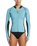 Nike Women's Fusion Wild Water Reversible Long Sleeve Zip Shirt  Long Sleeve Rash Guard  Nike
