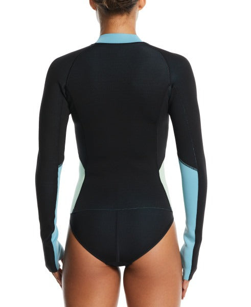 Nike Women's Fusion Wild Water Reversible Long Sleeve Zip Shirt  Long Sleeve Rash Guard  Nike