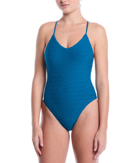 Nike Women's Swoosh Link Terry Nike Texture Y-Back One Piece Swimsuit  One Piece Swimsuits  Nike