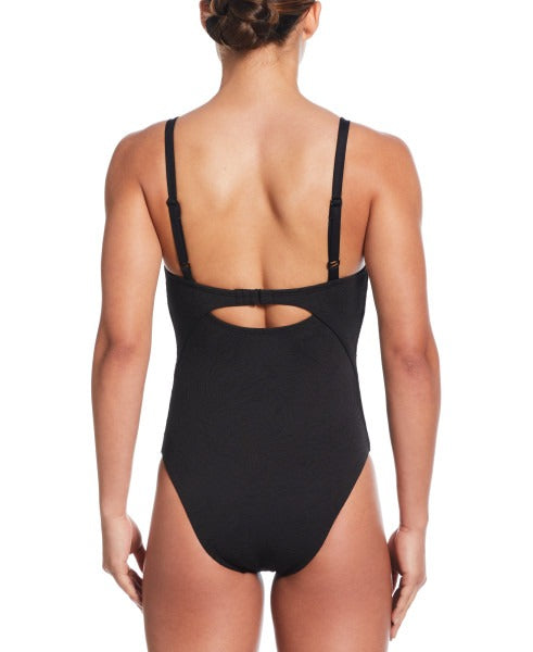 Nike Swim Jacquard Women's V-Neck One Piece Swimsuit  One Piece Swimsuits  Nike