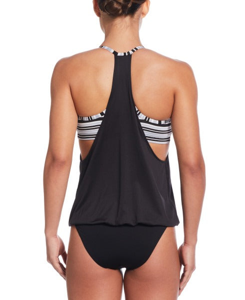 Nike Women's Stripe Layered Tankini  Women's Tankini Top  Nike