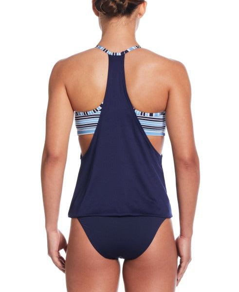 Nike Women's Stripe Layered Tankini  Women's Tankini Top  Nike