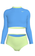 Nike Girls' Colorblock Long Sleeve Crop Top & High Waist Set  Girls Rash Guard  Nike