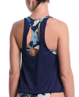 Nike Women's Swim Effortless Hot House Floral Layered Tankini Top