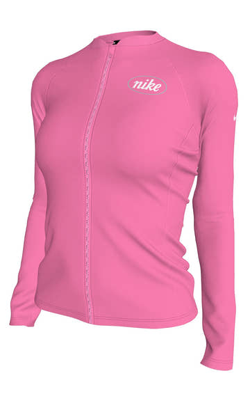 Nike Women's Swim Hydroguard Dri-FIT UV Long Sleeve Zip Top  Long Sleeve Rash Guard  Nike
