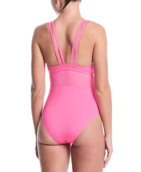 Nike Women's Swim Mesh V-Back One Piece Swimsuit