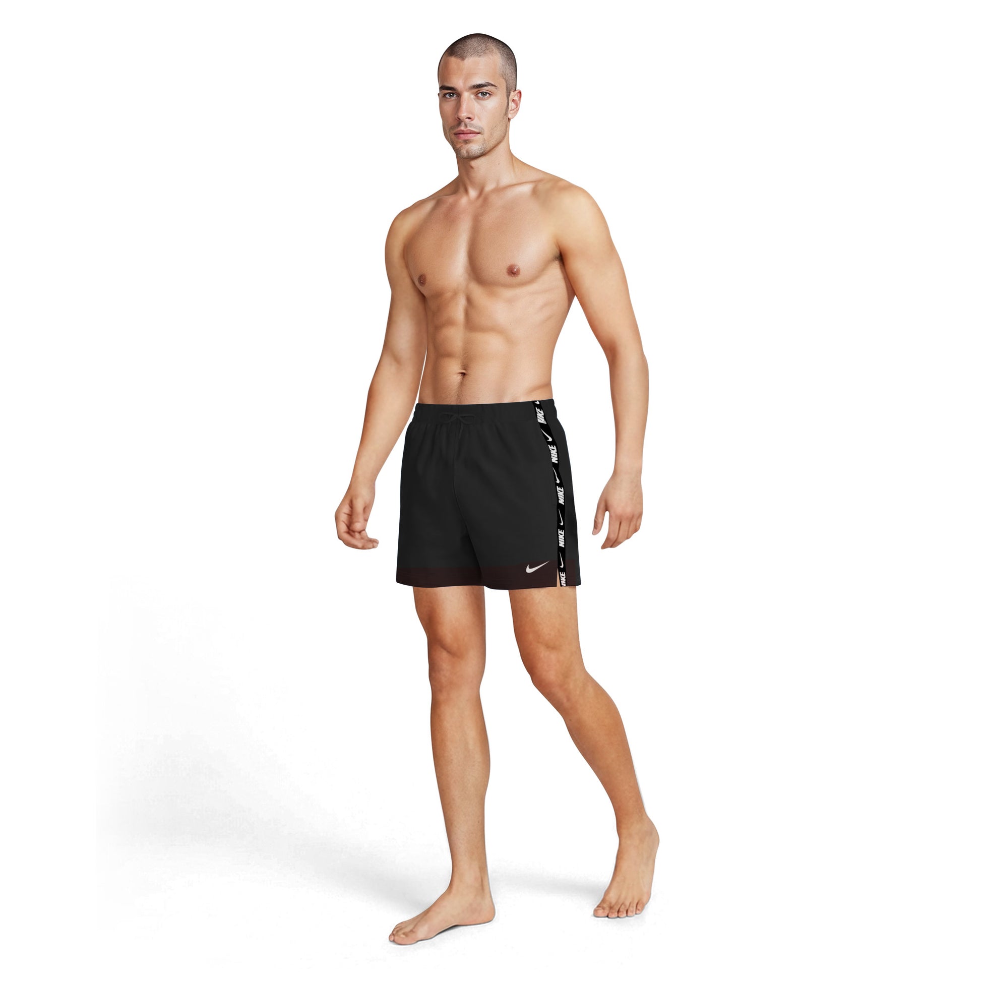 Nike Logo Tape Swim Breaker Men's 5 Inch Brief-Lined Volley Short  Boardshorts  Nike