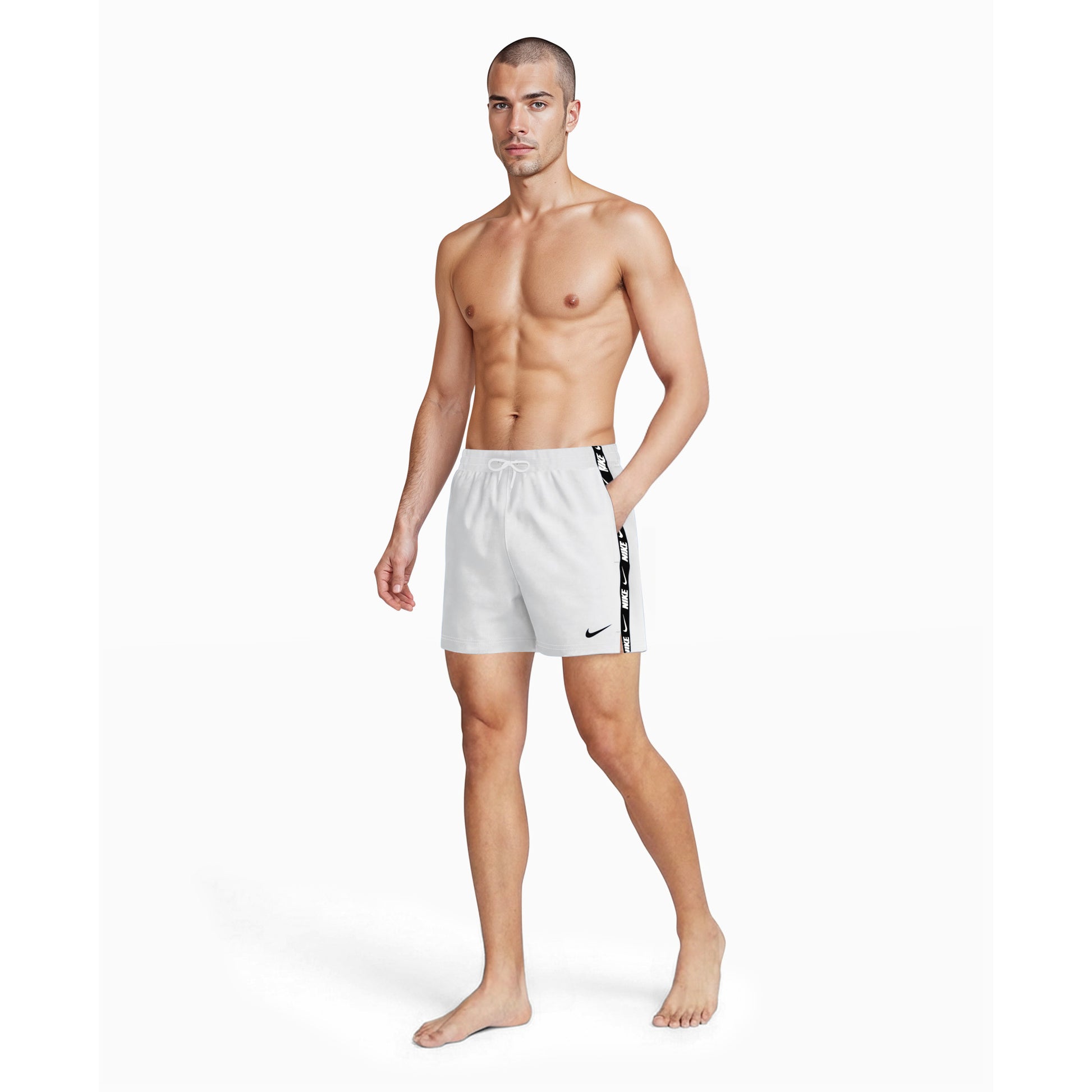 Nike Logo Tape Swim Breaker Men's 5 Inch Brief-Lined Volley Short  Boardshorts  Nike
