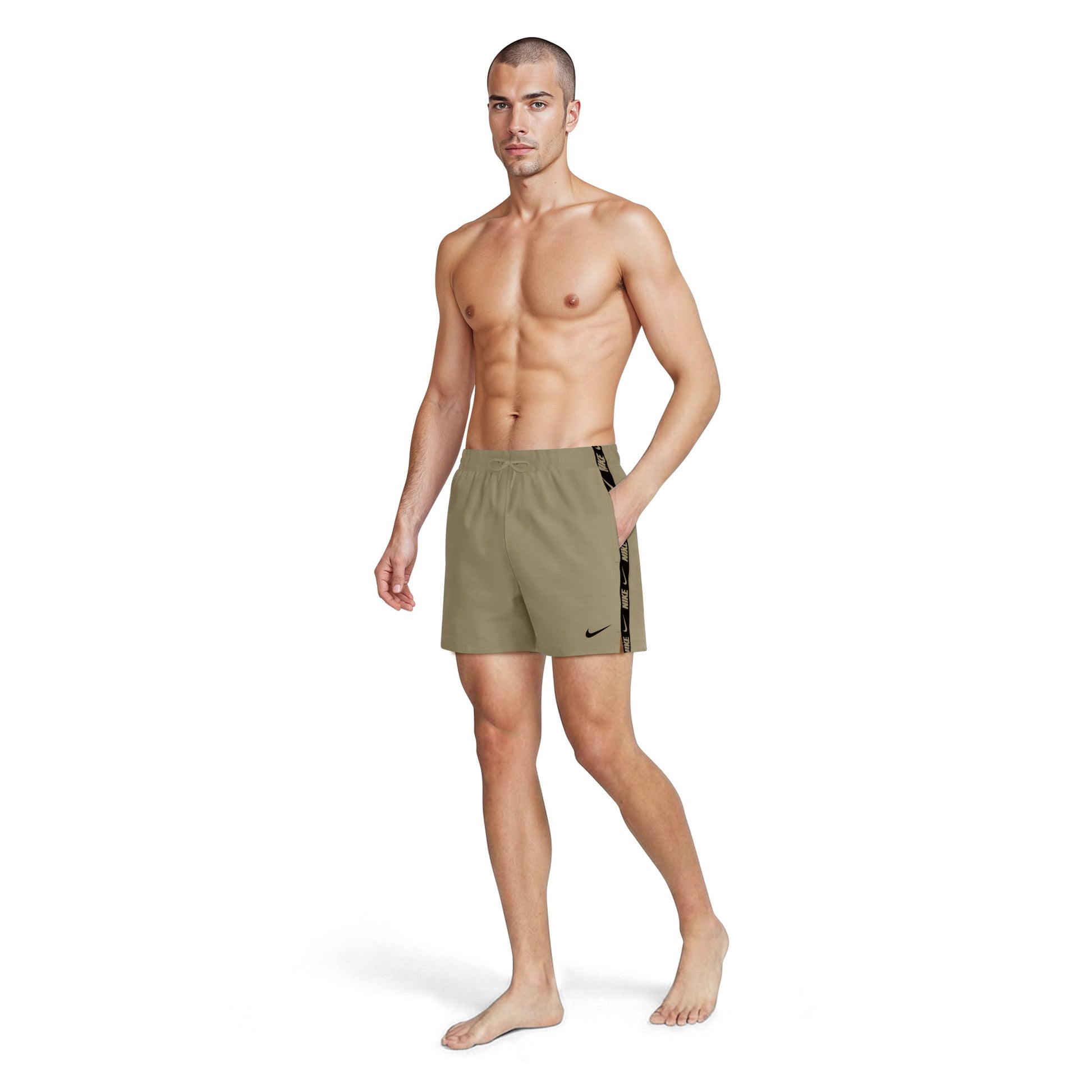 Nike Logo Tape Swim Breaker Men's 5 Inch Brief-Lined Volley Short  Boardshorts  Nike