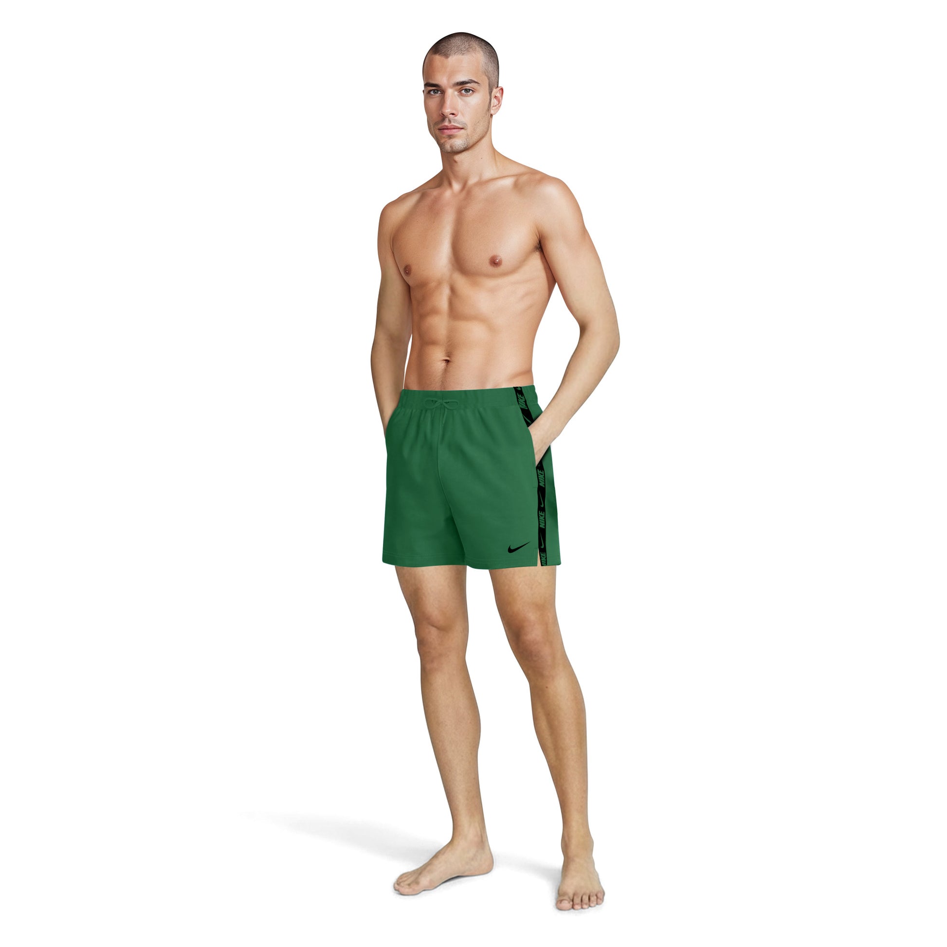 Nike Logo Tape Swim Breaker Men's 5 Inch Brief-Lined Volley Short  Boardshorts  Nike