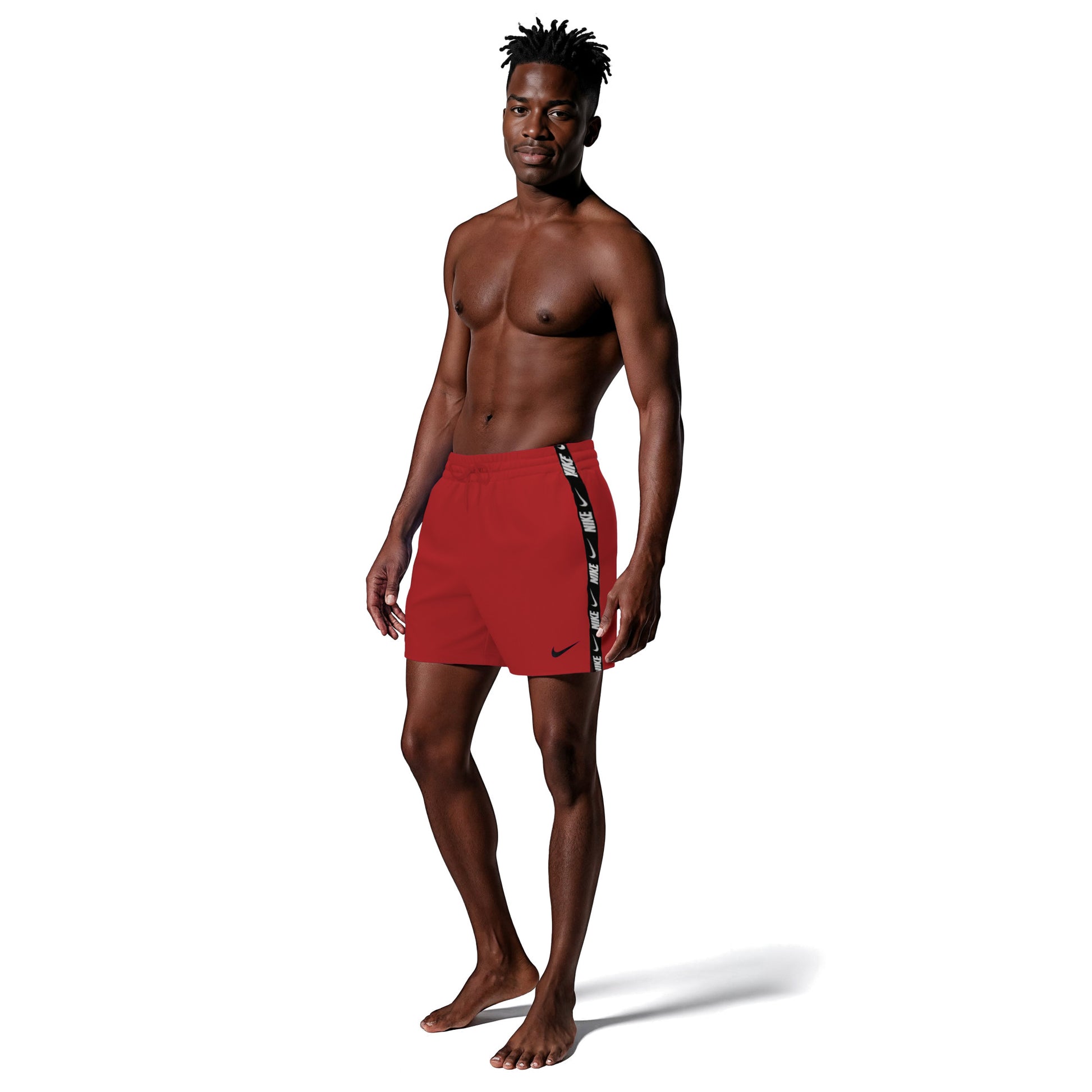 Nike Logo Tape Swim Breaker Men's 5 Inch Brief-Lined Volley Short  Boardshorts  Nike
