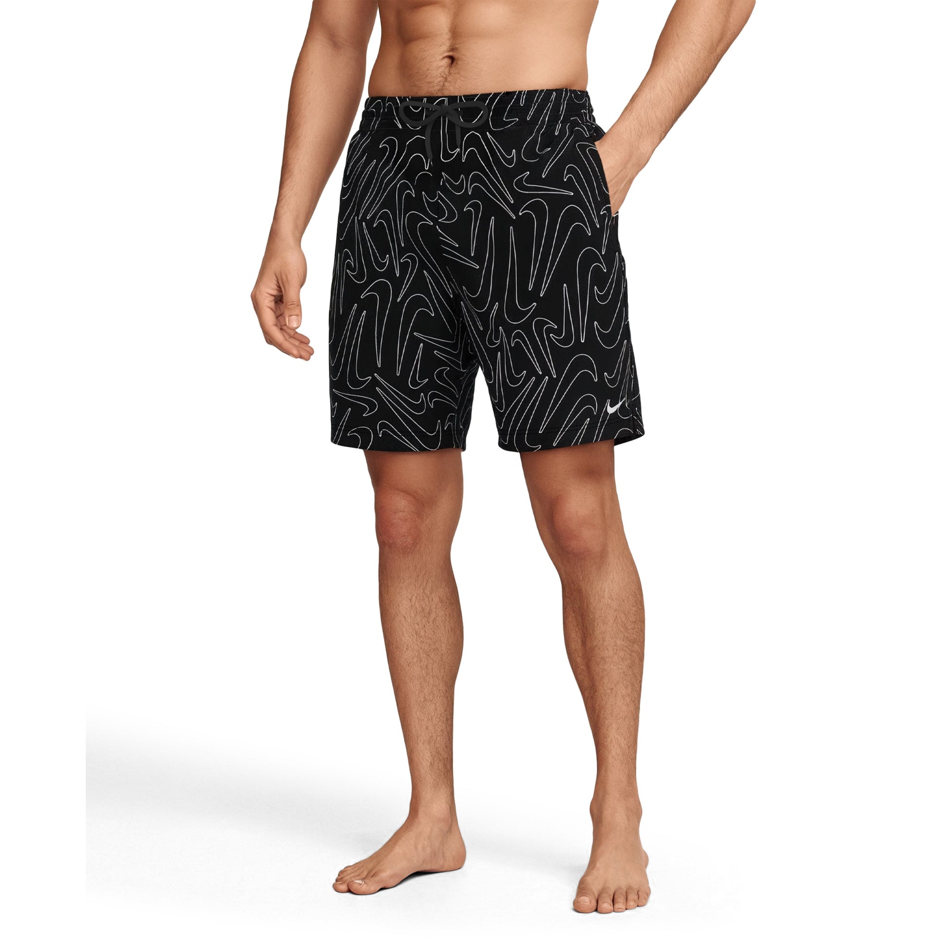 Nike Breaker Men's Tossed Swoosh 7 Inch Brief-Lined Volley Short  Boardshorts  Nike