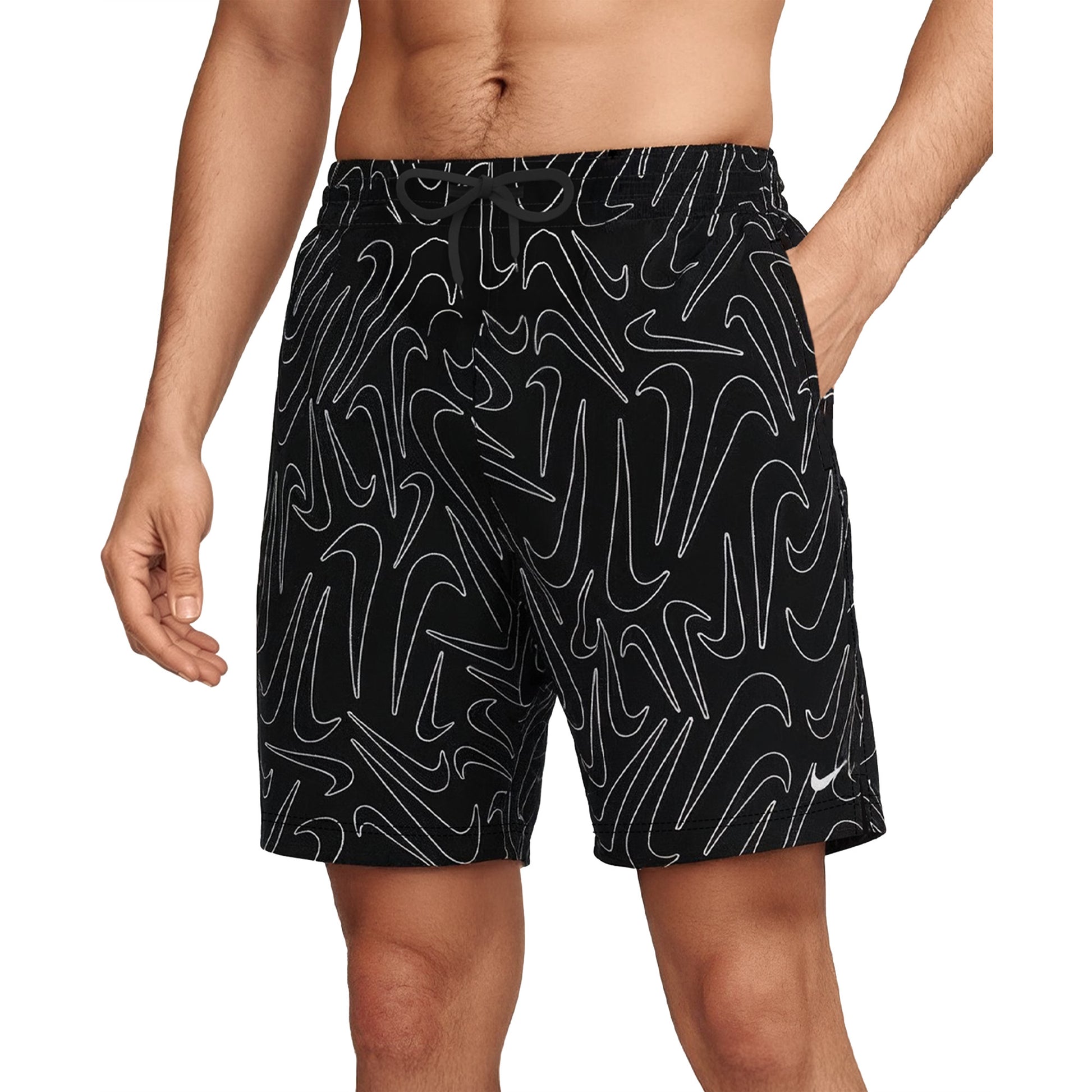Nike Breaker Men's Tossed Swoosh 7 Inch Brief-Lined Volley Short  Boardshorts  Nike