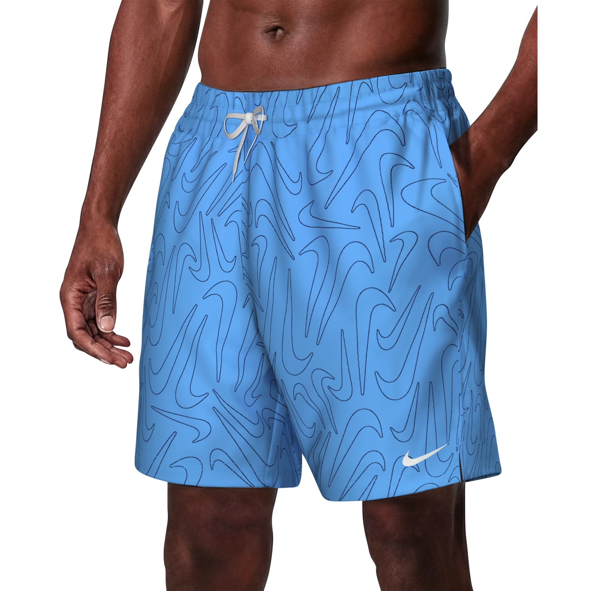 Nike Breaker Men's Tossed Swoosh 7 Inch Brief-Lined Volley Short  Boardshorts  Nike