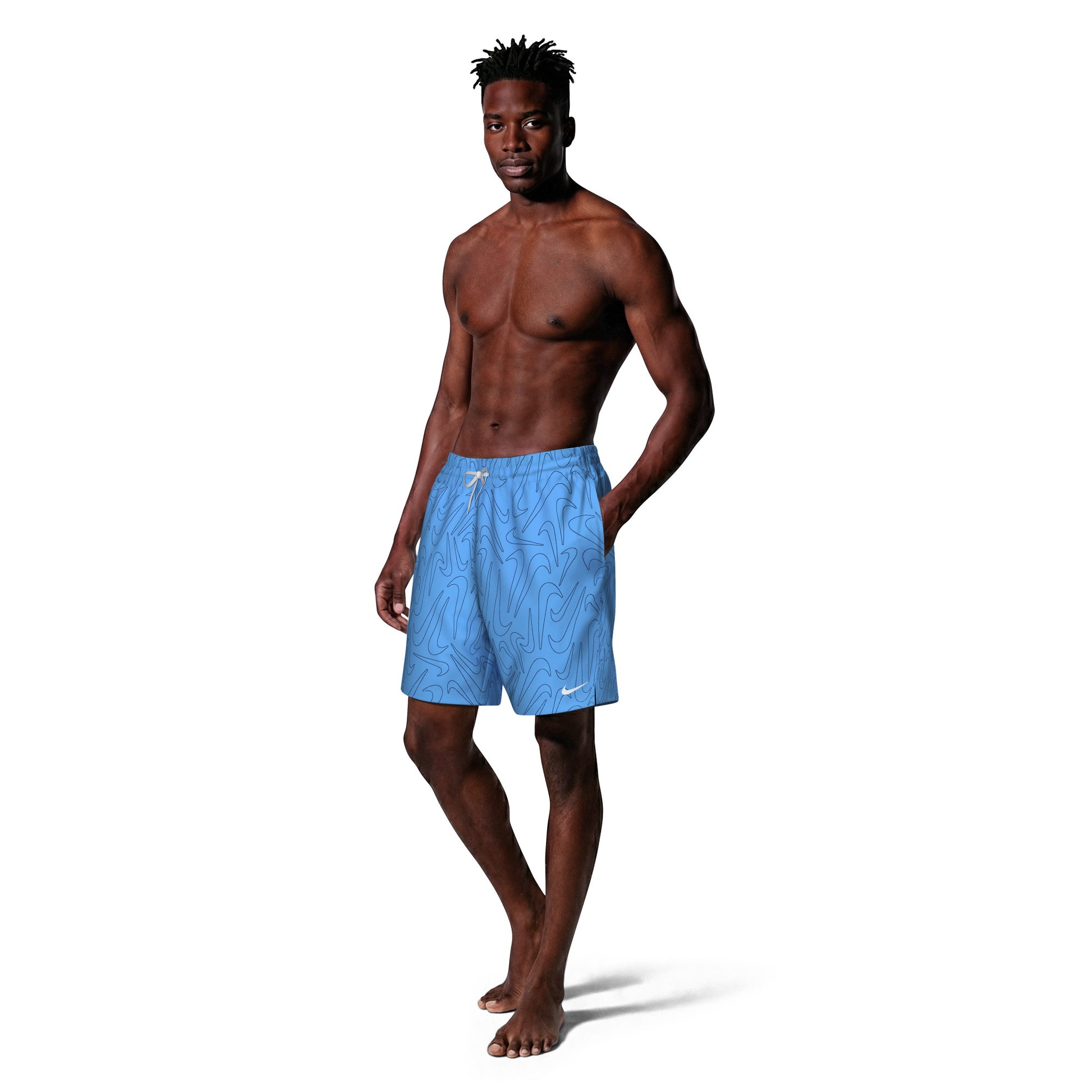 Nike Breaker Men's Tossed Swoosh 7 Inch Brief-Lined Volley Short  Boardshorts  Nike