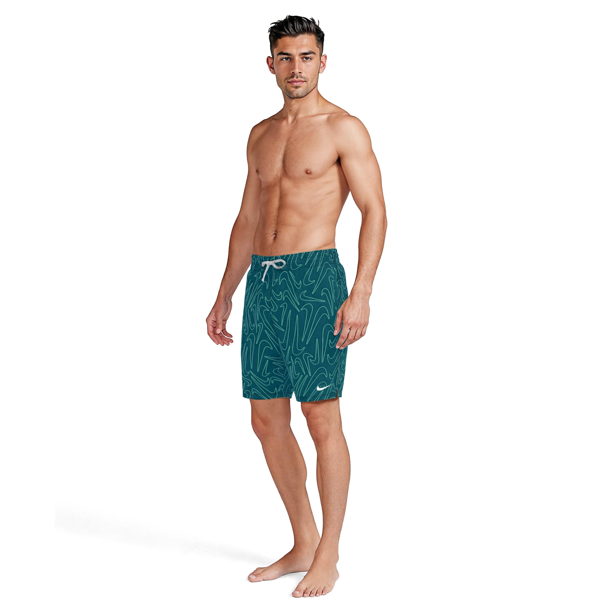 Nike Breaker Men's Tossed Swoosh 7 Inch Brief-Lined Volley Short  Boardshorts  Nike