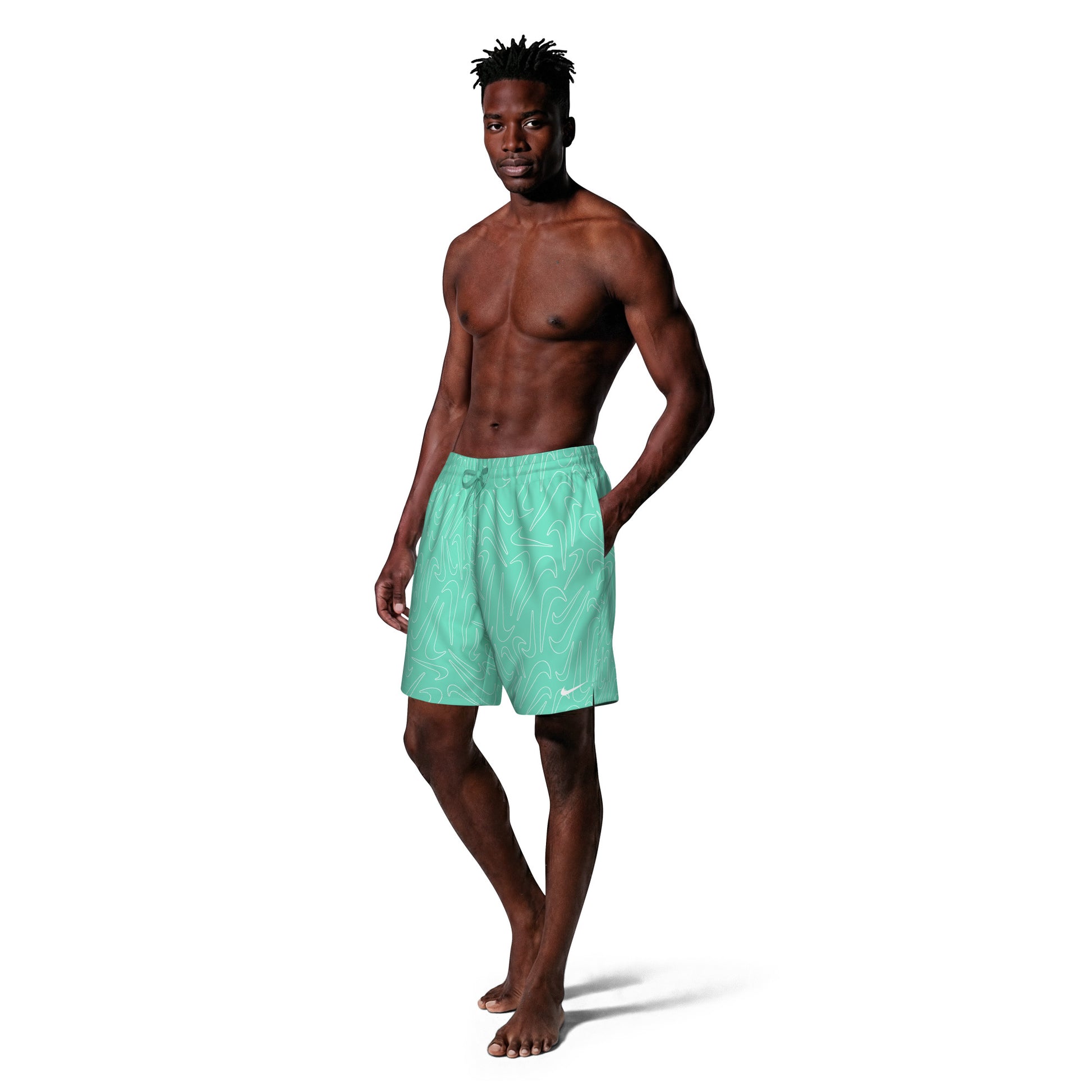 Nike Breaker Men's Tossed Swoosh 7 Inch Brief-Lined Volley Short  Boardshorts  Nike