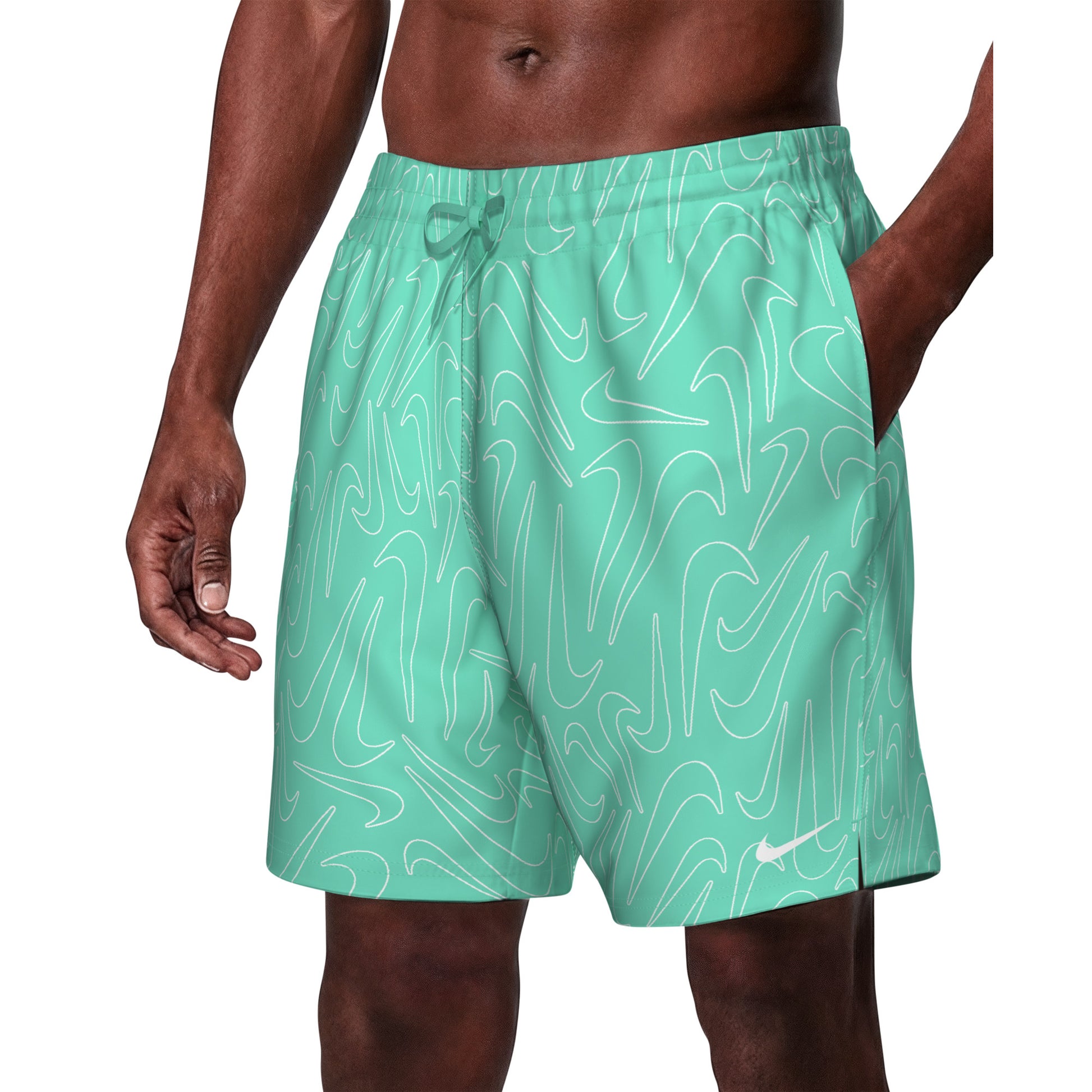 Nike Breaker Men's Tossed Swoosh 7 Inch Brief-Lined Volley Short  Boardshorts  Nike