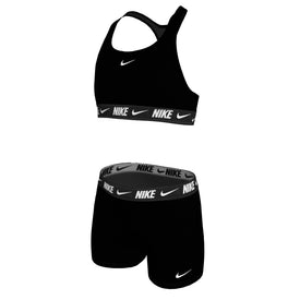 Nike Big Girls' Logo Tape Racerback Bikini & Short Swimsuit Set  Girls Bikini Set  Nike