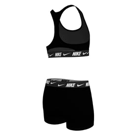 Nike Big Girls' Logo Tape Racerback Bikini & Short Swimsuit Set  Girls Bikini Set  Nike